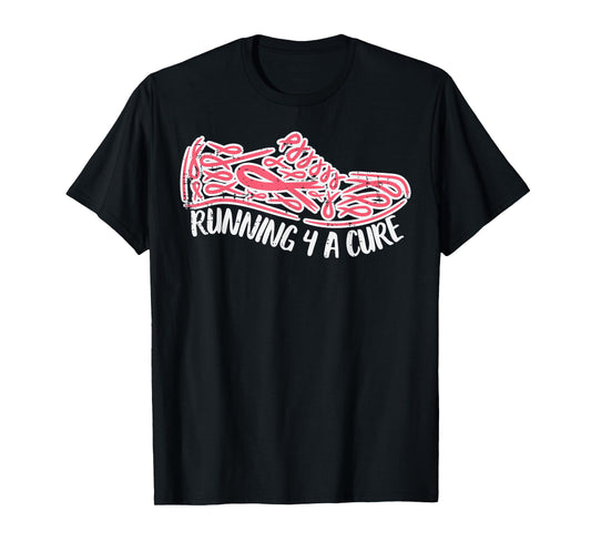 Running For A Cute Runner Pink Shoe Breast Cancer Awareness T-Shirt