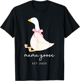 Cute Funny Coquette Bow Mama Goose Est 2025 Mothers Day T-Shirt