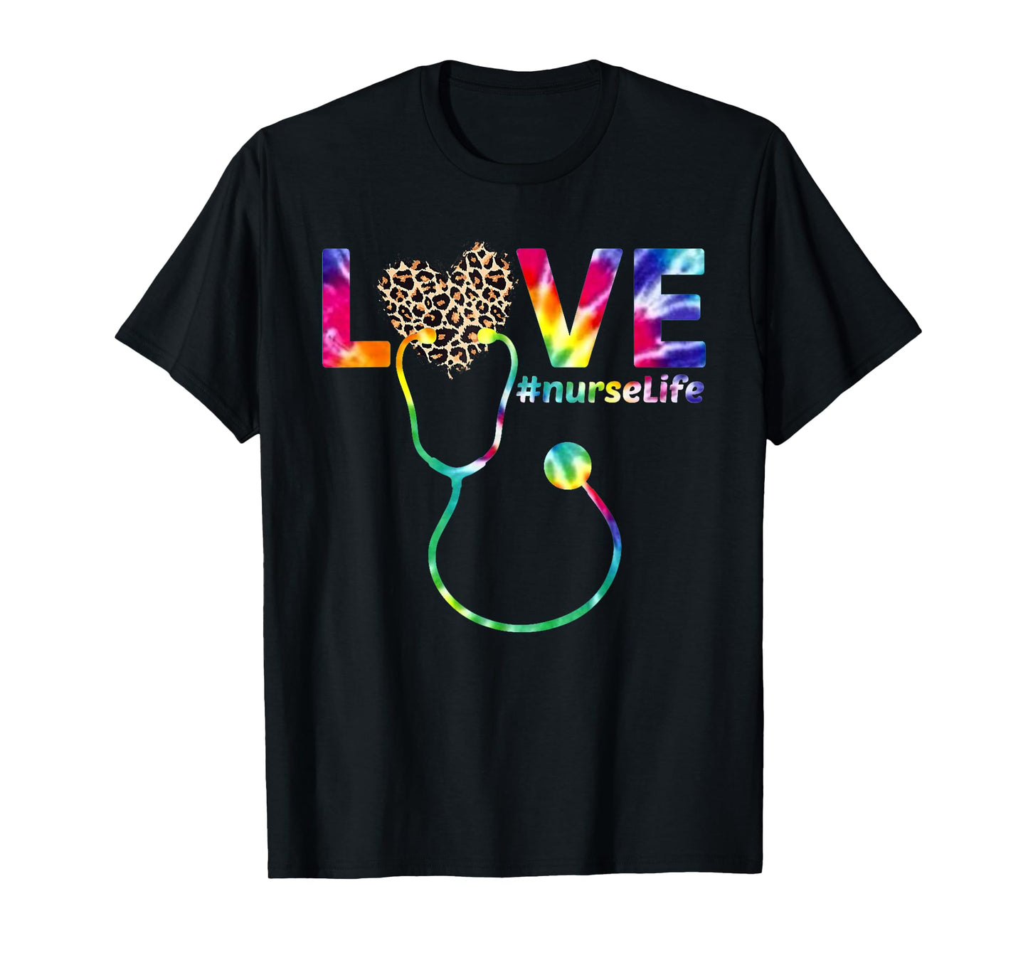 Nurse Life RN LPN CNA Healthcare Leopard Nurse Week tie dye T-Shirt