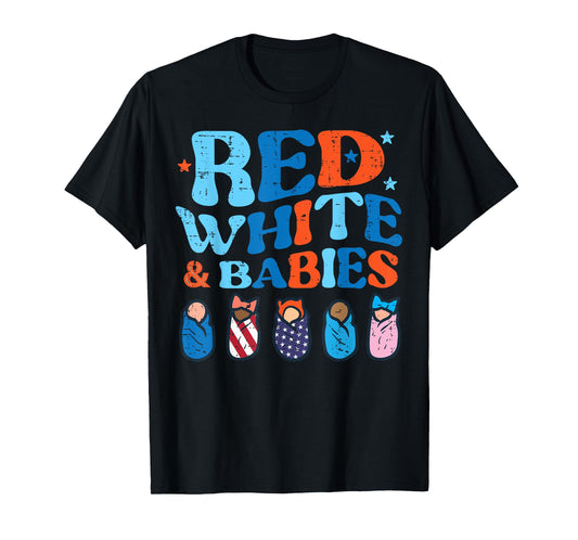4th July Nicu Nurse Red White Babies Patriot Scrub Top Women T-Shirt