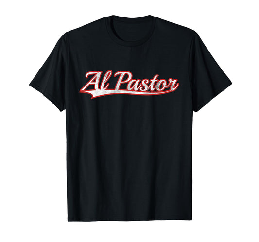Al Pastor Tacos Mexican Food Vintage Varsity Distressed T-Shirt