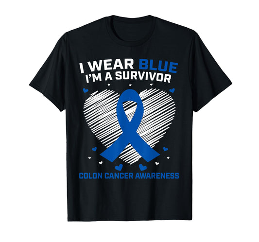 I Wear Blue Colon Cancer Survivor Gifts Products Awareness T-Shirt