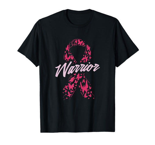Warrior Butterfly Pink Ribbon Breast Cancer Awareness Gift T-Shirt