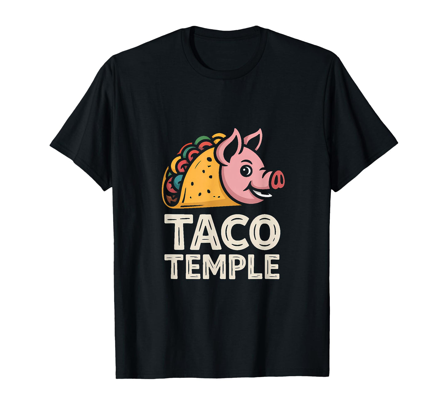 Aztec Pig: Taco Temple Retro Illustration T-Shirt