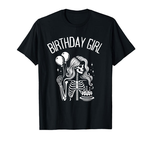 Birthday Girl Cute Gothic Skeleton Women T-Shirt