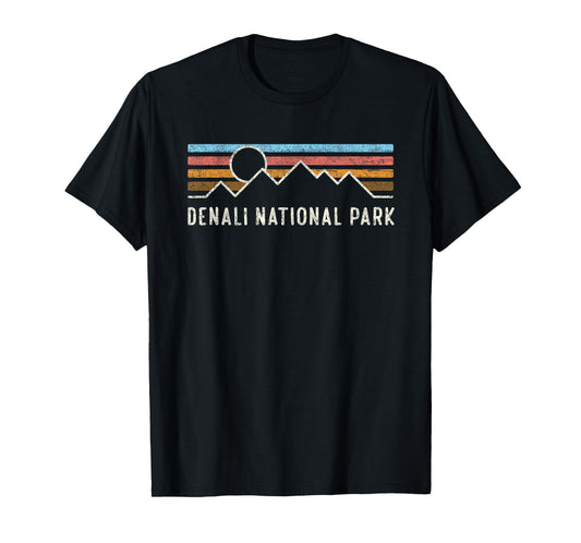 Denali National Park Retro Mountain Lines camping souvenir T-Shirt