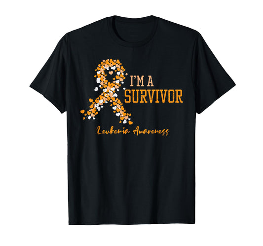 Survivor Leukemia Awareness Orange Ribbon Men Women Kids T-Shirt