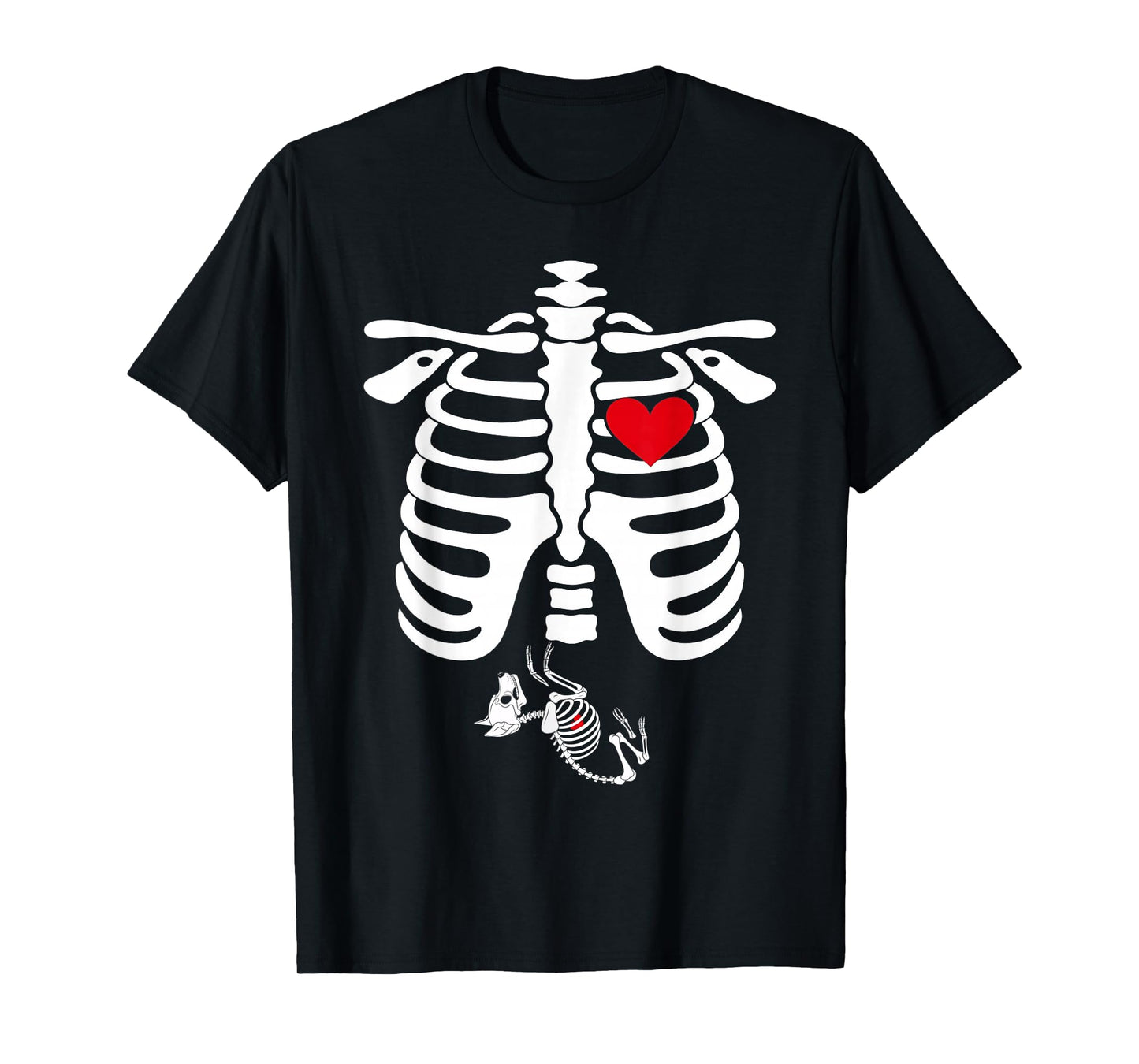 Skeleton Pregnancy Announcement Siberian Husky Dog Halloween T-Shirt