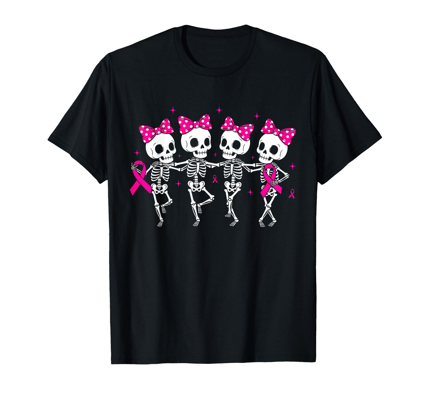 Funny Skeleton Pink Ribbon Breast Cancer Awareness T-Shirt