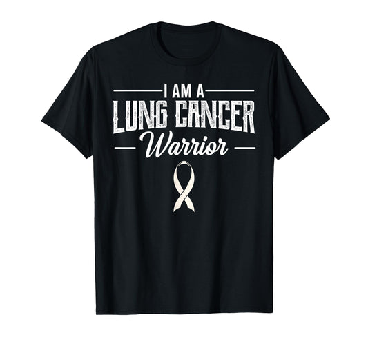 I Am A Lung Cancer Warrior White Awareness Ribbon Gift Idea T-Shirt