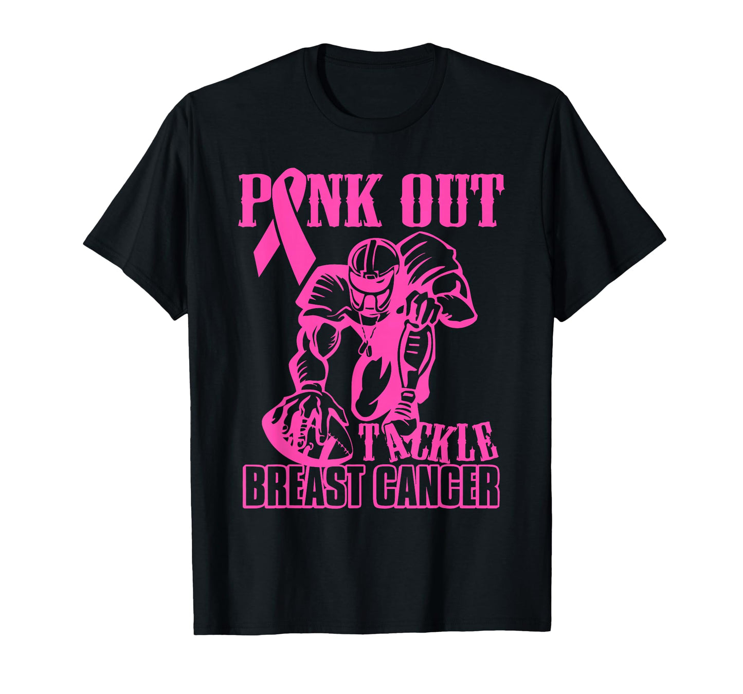 Pink Out Tackle American Football Breast Cancer Awareness T-Shirt