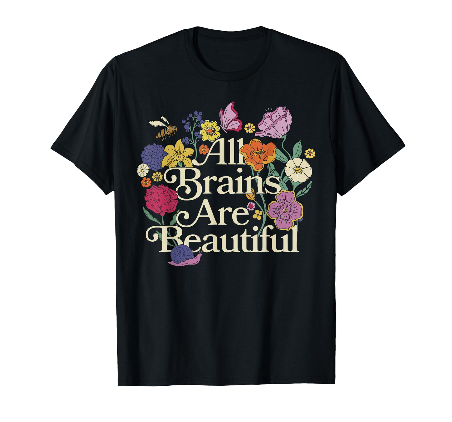 Groovy All Brains Are Beautiful Floral Autism Awareness SPED T-Shirt