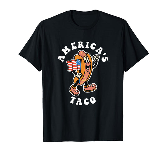 American 4th of July America's Taco Patriotic Hot Dog Wiener T-Shirt