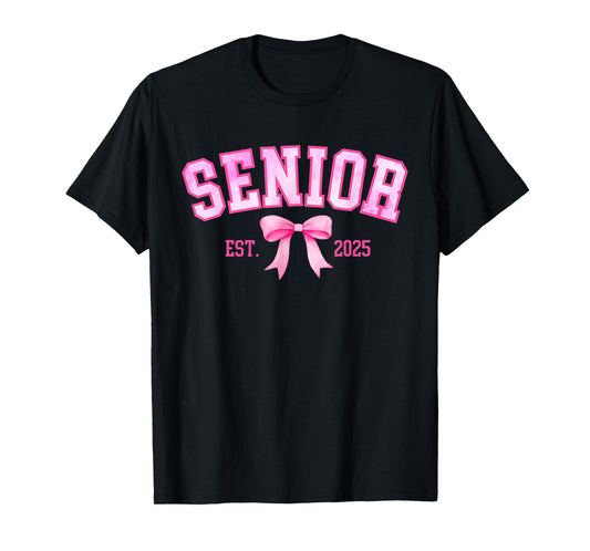 Senior 2025 Coquette Class of 2025 Pink Bows Retro T-Shirt
