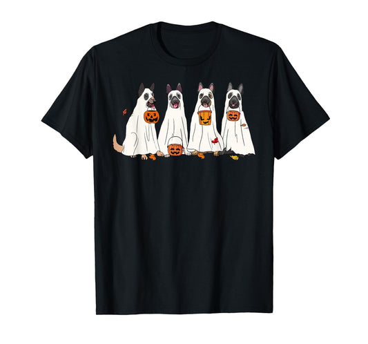 Dog Halloween Trick Or Treat Boo Ghost Pumpkin Malinois Dogs Men Women Kids T-Shirt