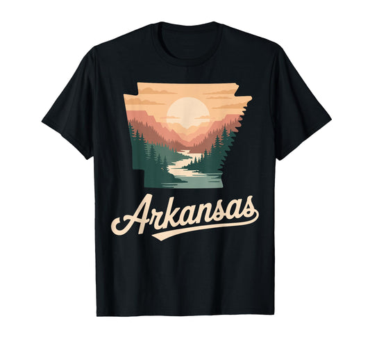 Arkansas river forest sunset pine hills retro nature T-Shirt