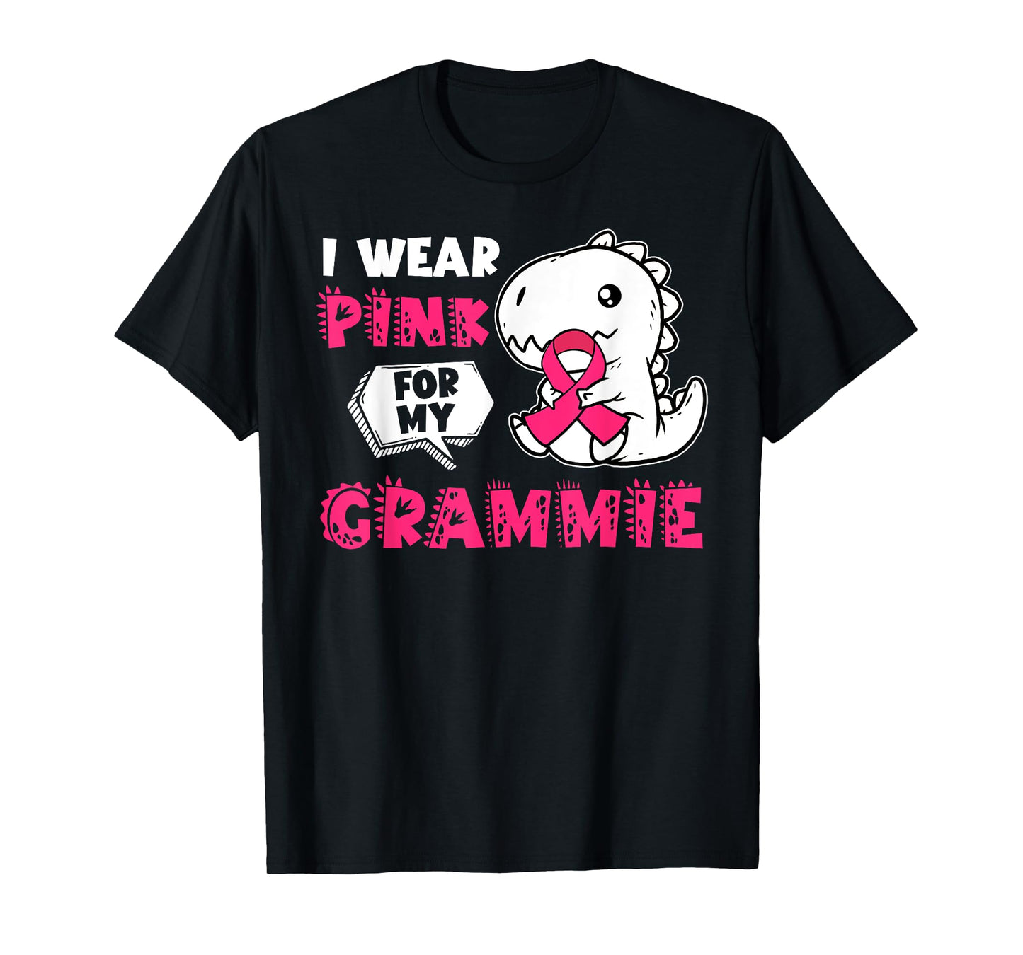 I Wear Pink For My Grammie Breast Cancer Awareness Dinosaur T-Shirt