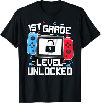 1st Grade Level Unlocked Video Game Back to School Boys T-Shirt