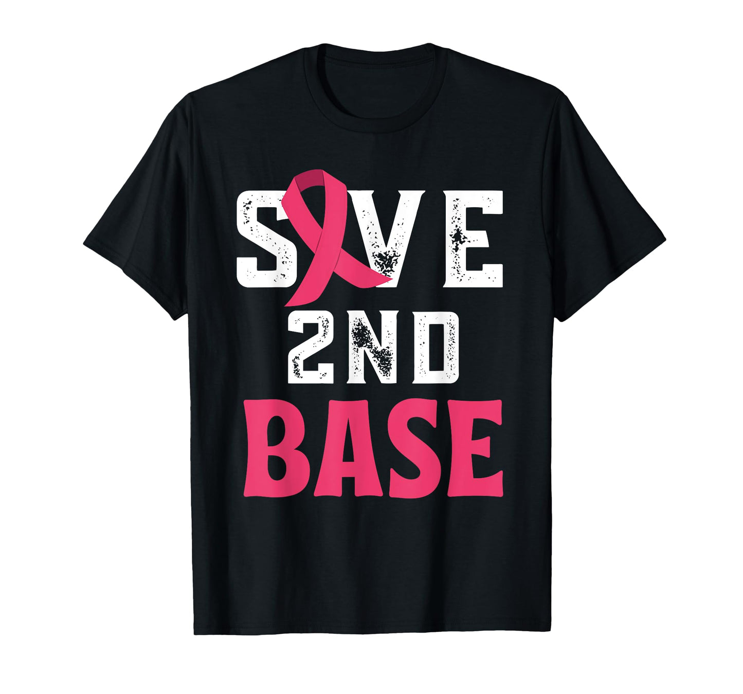 Save Second 2nd Base Funny Baseball Breast Cancer Awareness T-Shirt