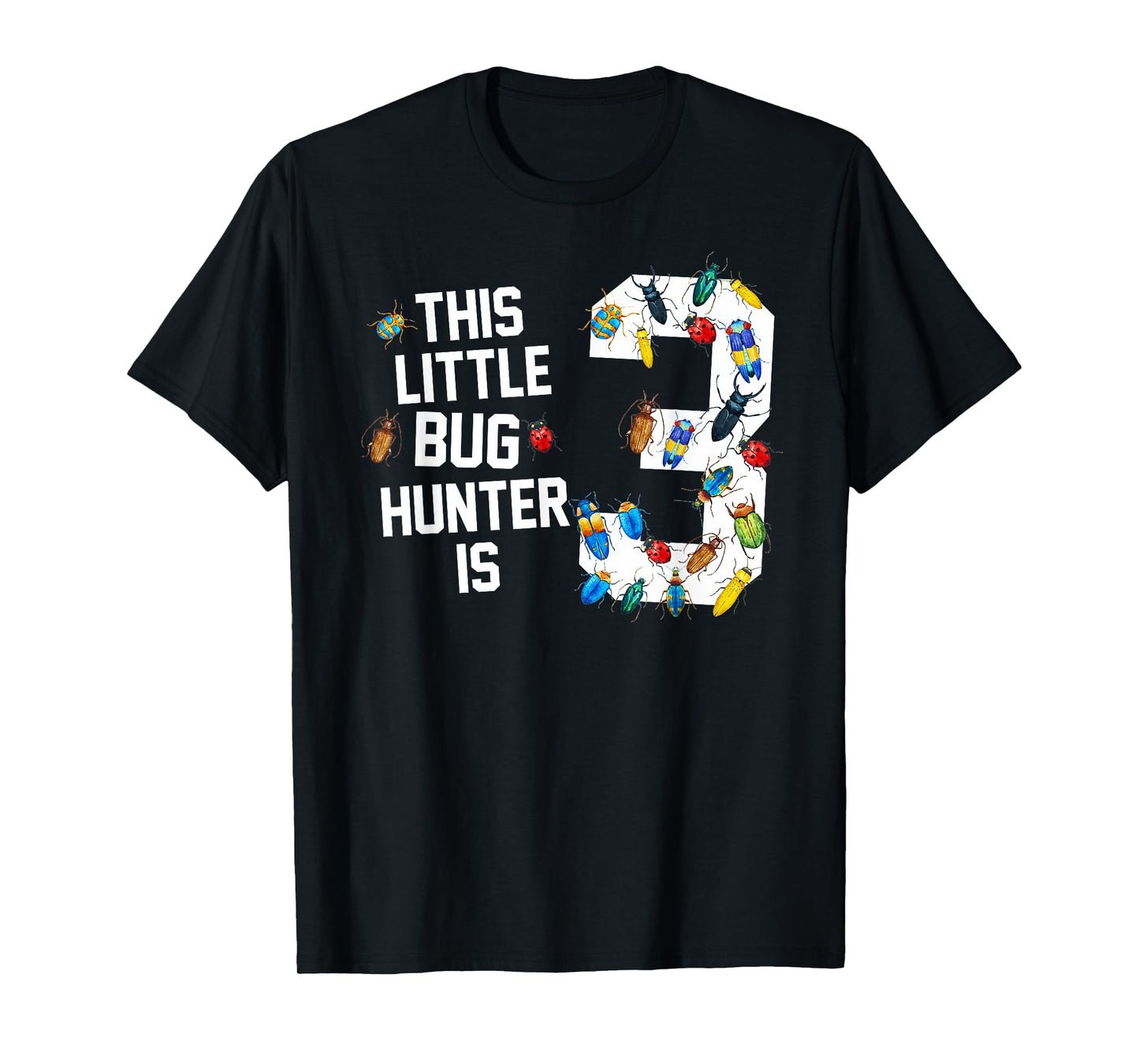 This Little Bug Hunter Is 3 Ladybug 3rd Birthday Boy Girl T-Shirt