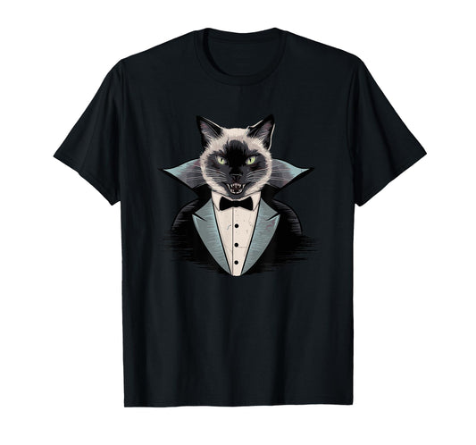 Halloween Vampire Siamese Cat T-Shirt