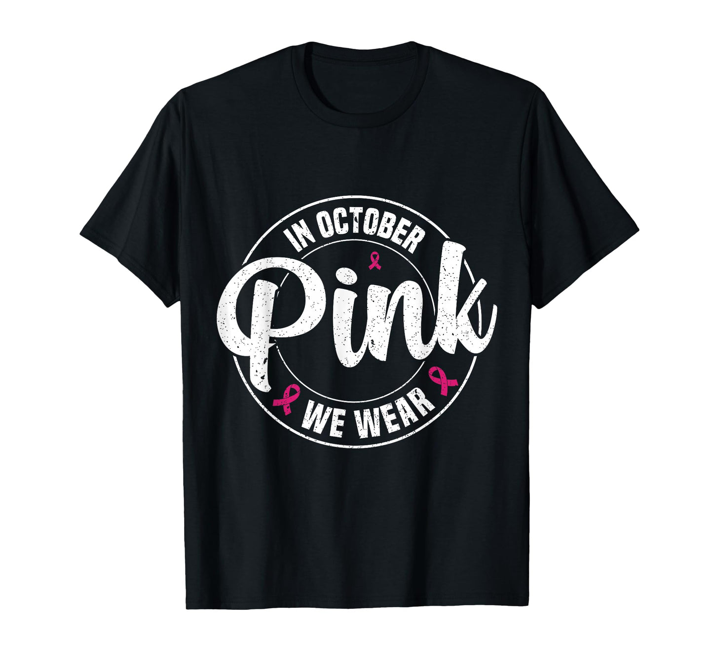 in October We Wear Pink Breast Cancer Awareness Halloween T-Shirt