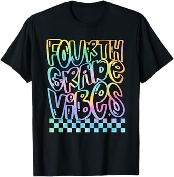 4th Grade Vibes Tie Dye Happy Teachers Kids Back To School T-Shirt