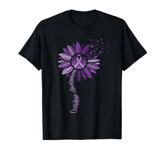 Sunflower Ribbons Overdose Awareness For Women Men T-Shirt