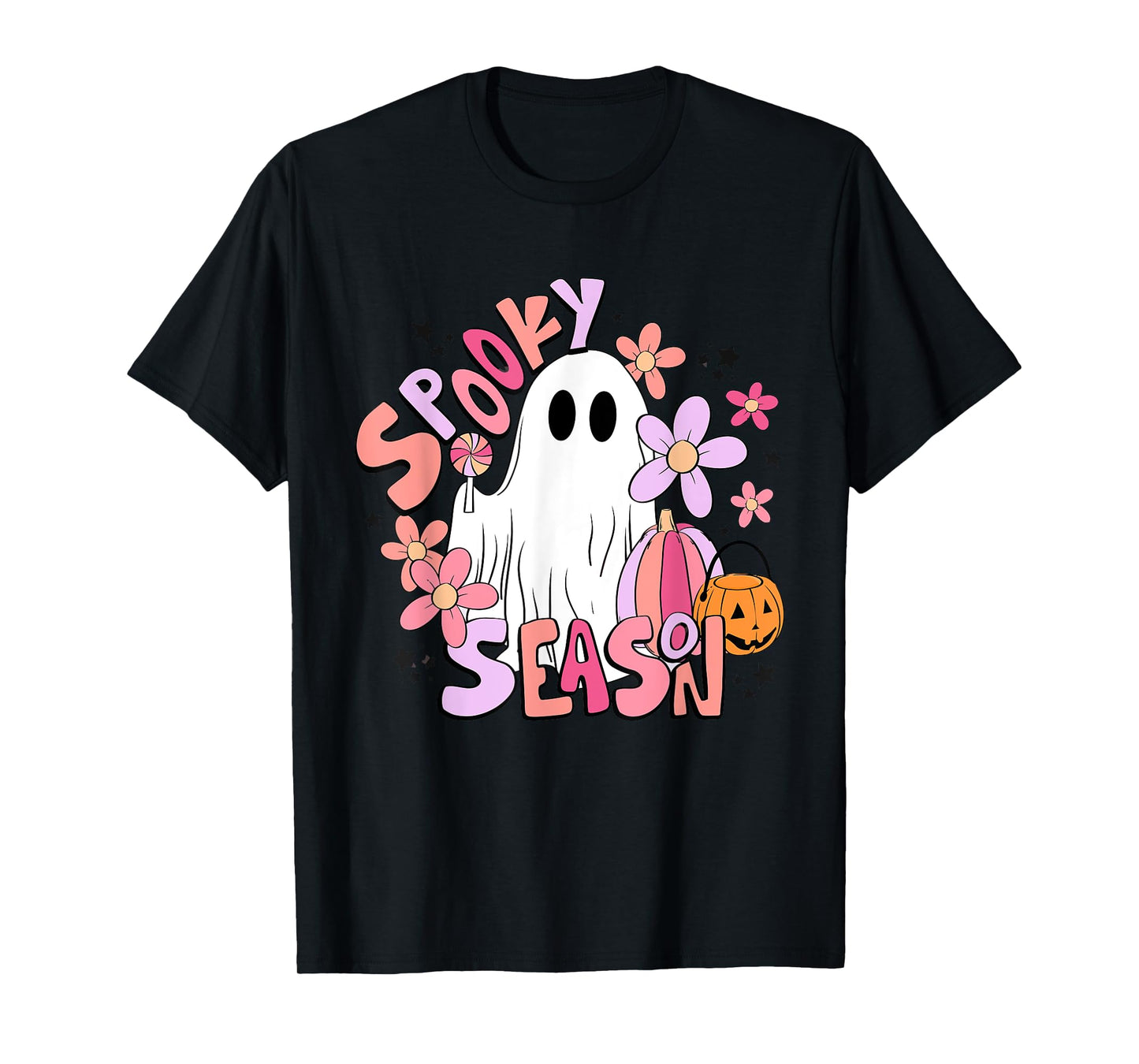 Retro Cute Ghost Spooky Season Funny Halloween T-Shirt