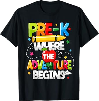 Pre-K Where The Adventure Begins Back To School Teacher Men Women Girls Kids T-Shirt