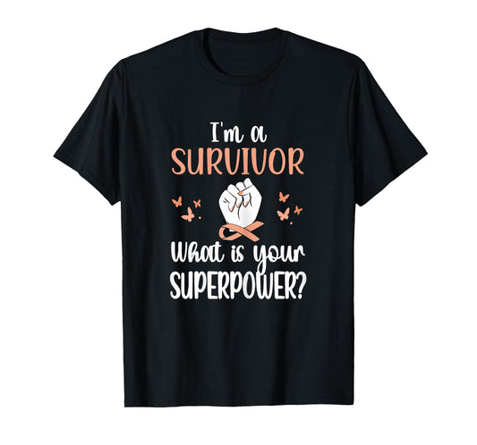 Uterine Cancer Survivor | Peach Ribbon Endometrial Cancer T-Shirt