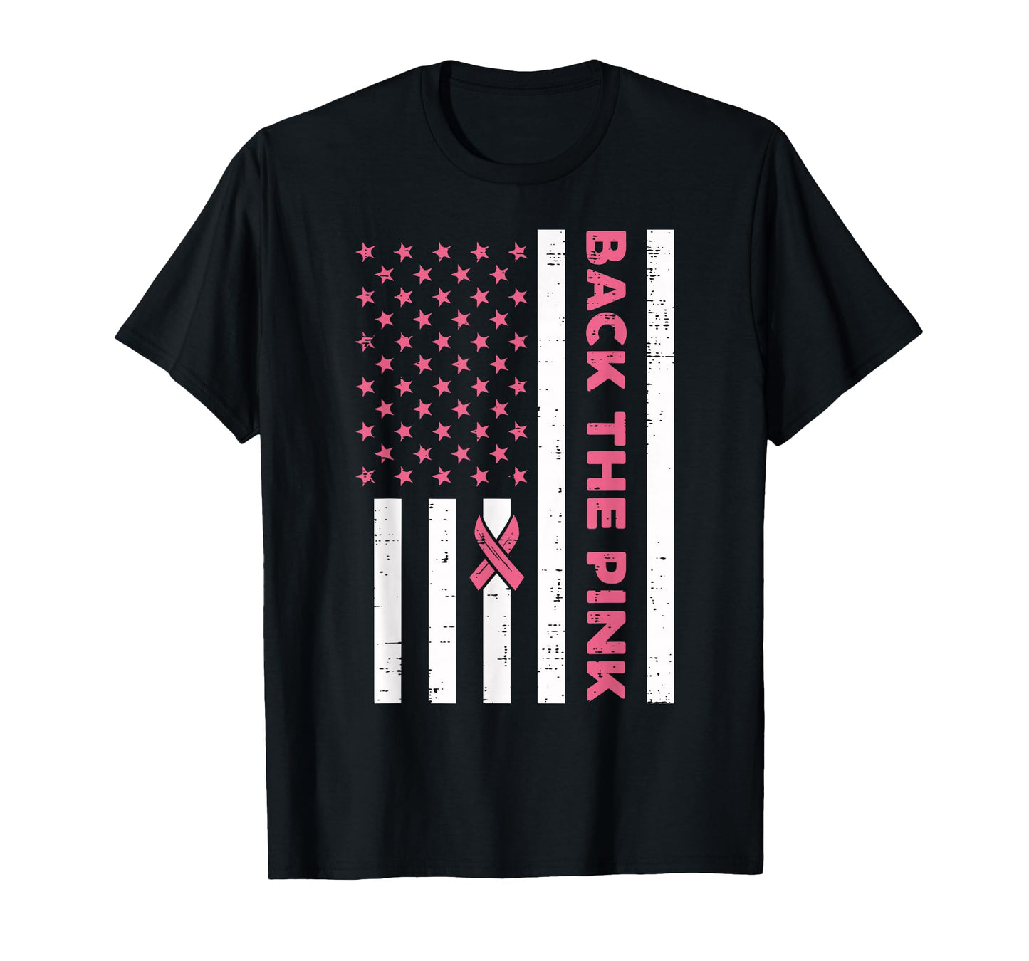 Breast Cancer Back The Pink US Flag Awareness Women Men Kids T-Shirt
