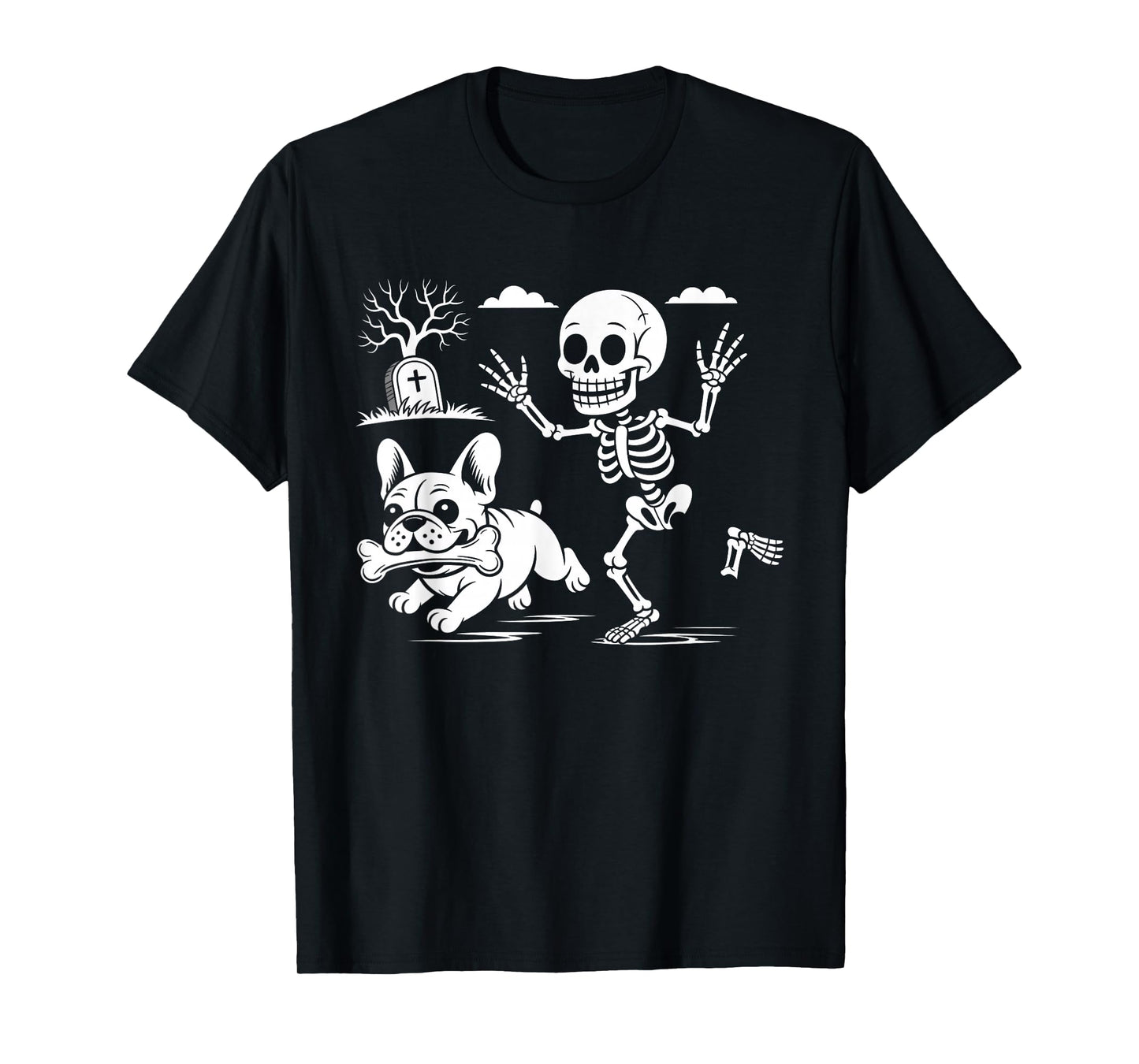 Funny Halloween French Bulldog Skeleton Spooky Season T-Shirt