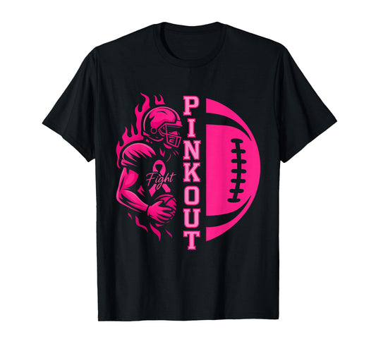 Pink Out Tackle Football Breast Cancer Awareness Men Boys T-Shirt