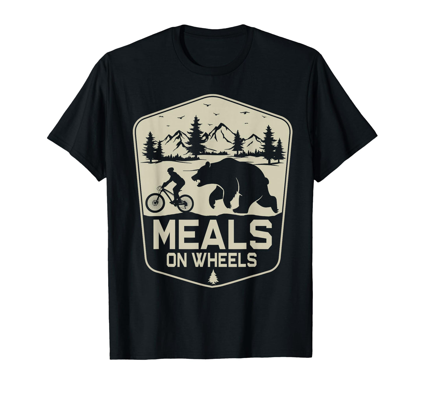Meals On Wheels Cycling Bear Mountain Biking Nature T-Shirt