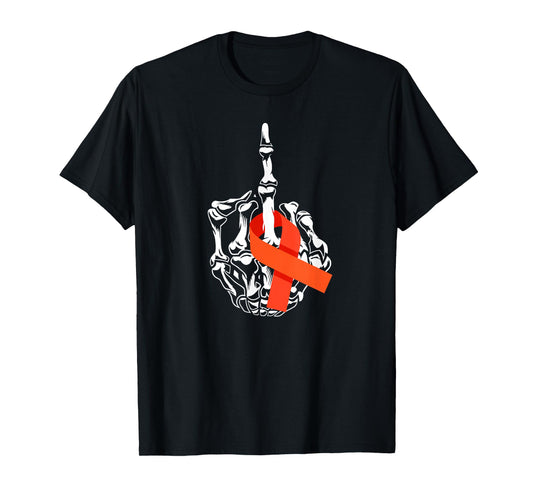 Fuck Leukemia Cancer Middle Finger Leukemia Cancer Awareness T-Shirt