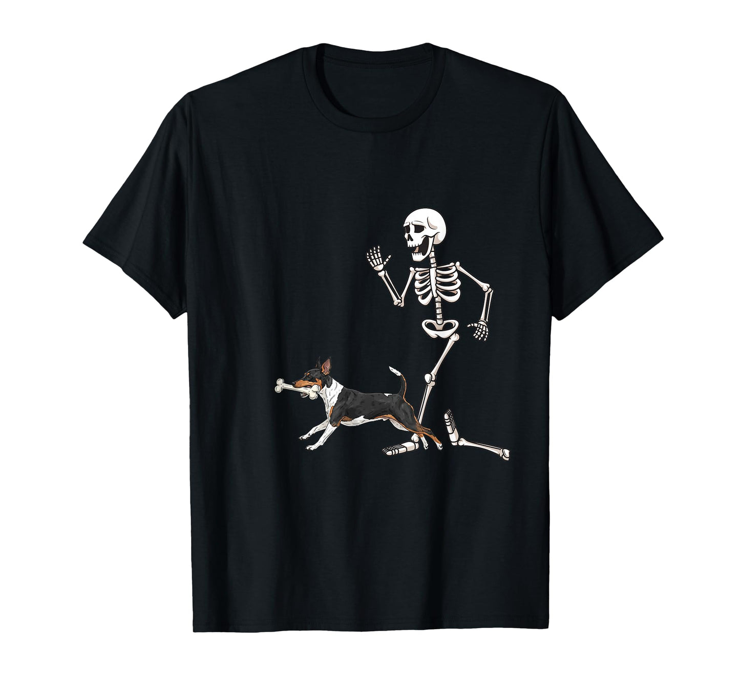 Funny Halloween Rat Terrier and Skeleton T-Shirt