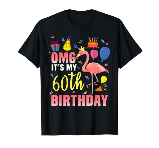60 Year Old Women Men Gift Flamingo It's My 60th Birthday T-Shirt