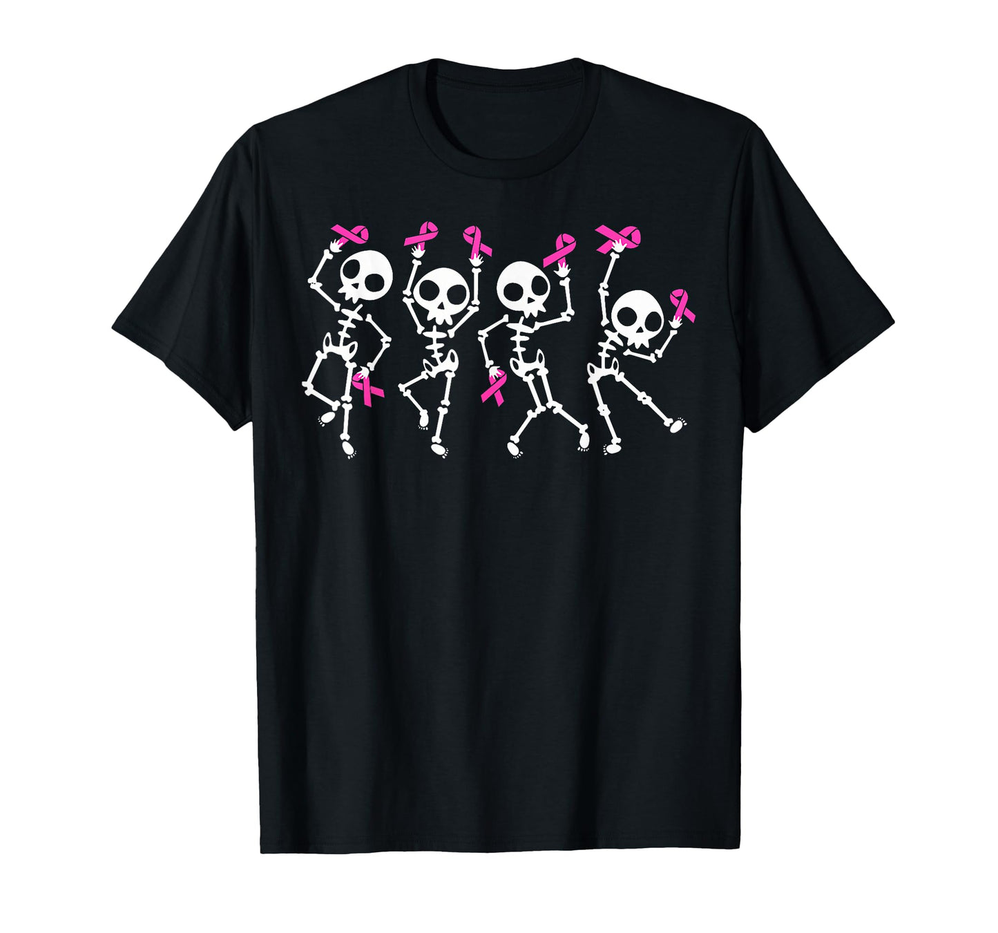 Pink Ribbon Breast Cancer Awareness Skeleton Women Men Kids T-Shirt