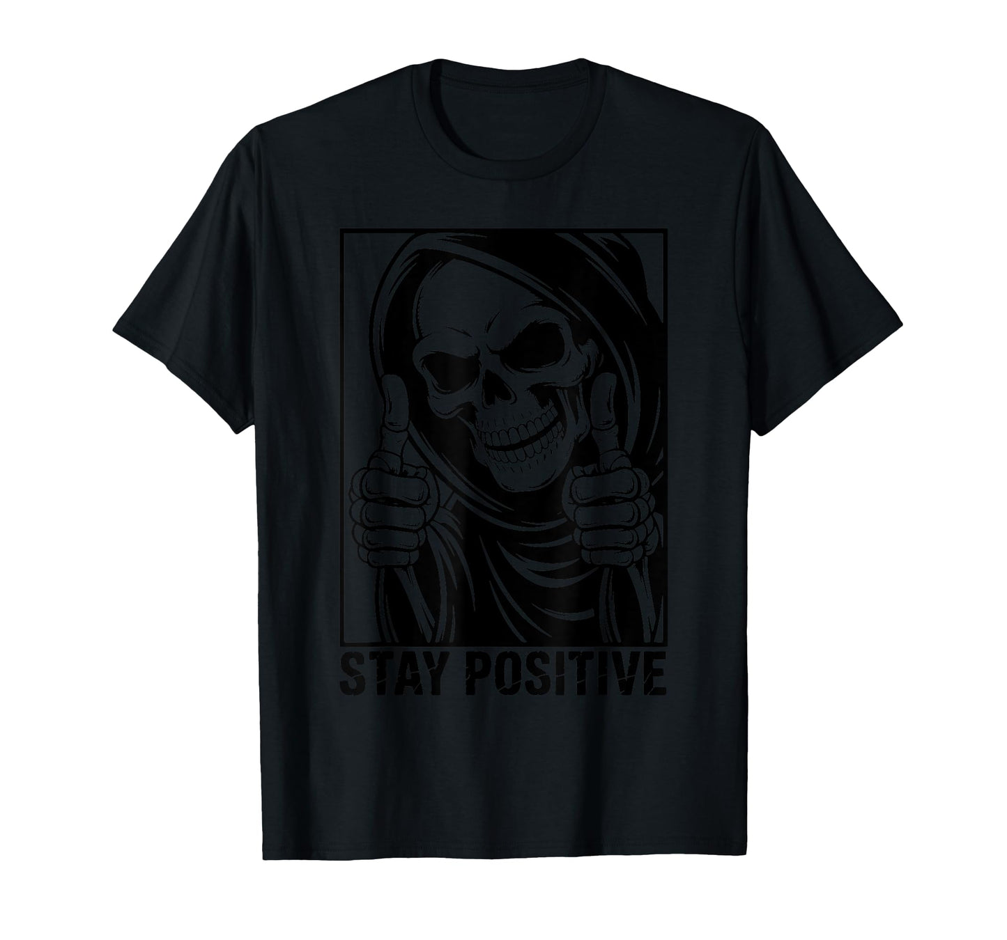 Funny Skull Stay Positive Skeleton Halloween Motivational T-Shirt