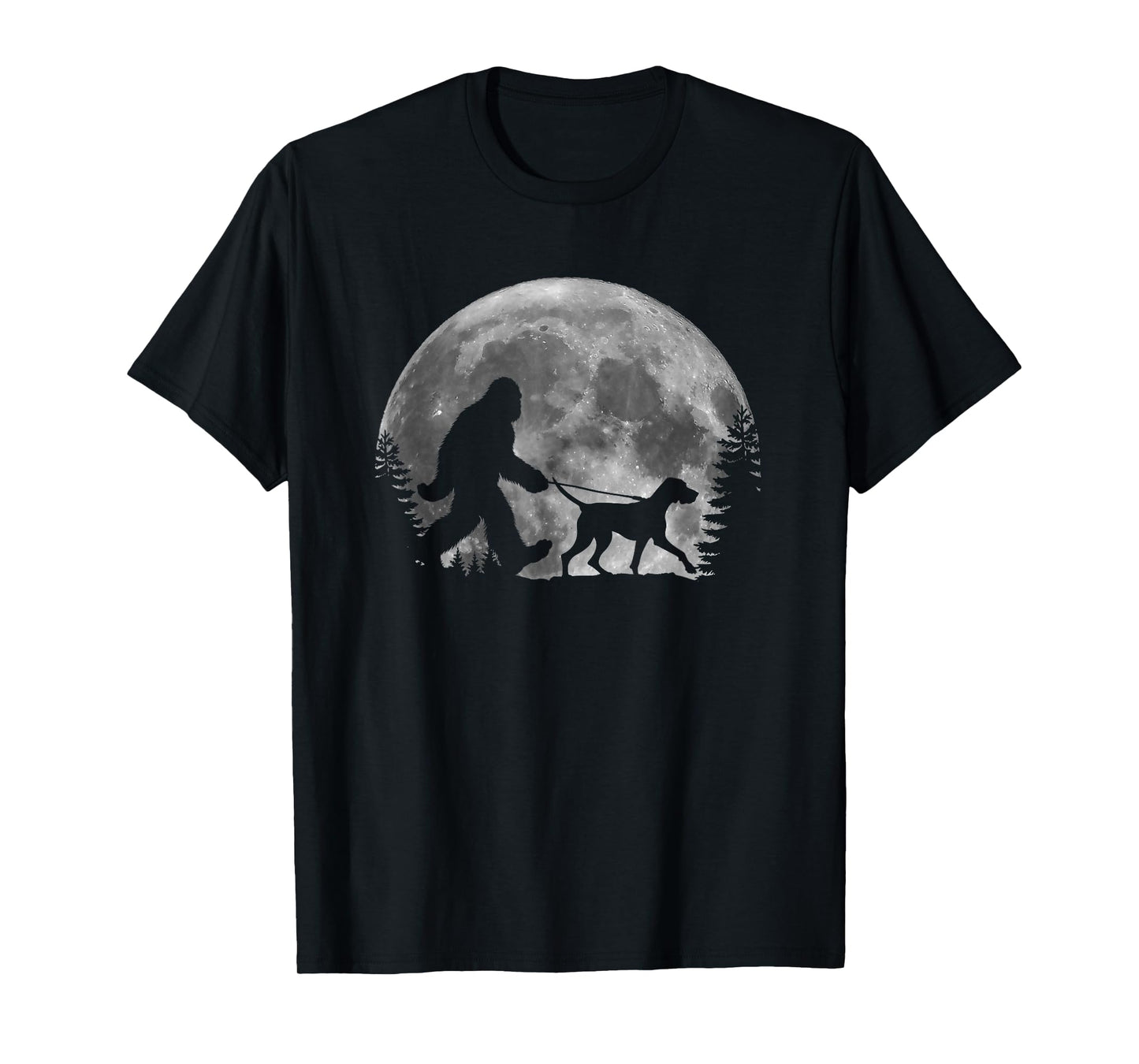 Bigfoot Walking a Dog German Shorthaired Pointer Halloween T-Shirt