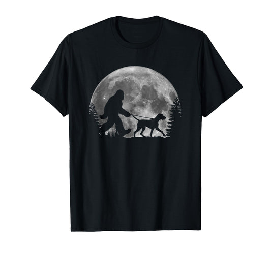 Bigfoot Walking a Dog German Shorthaired Pointer Halloween T-Shirt