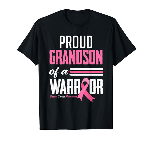 Proud Grandson Of A Warrior Grandma Breast Cancer Awareness T-Shirt