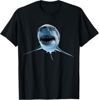 realistic great white shark for lovers of Fish and Ocean T-Shirt