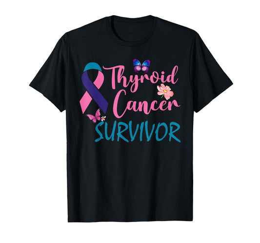 Butterflies Support Ribbon Thyroid Cancer Survivor T-Shirt