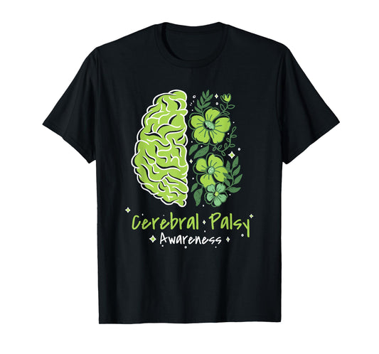 CP Brain Damage Cute Flowers Cerebral Palsy Awareness T-Shirt