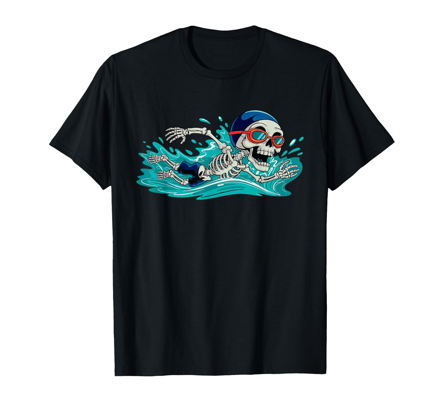 Funny Skeleton Swimming Halloween Costume Funny Mens Womens T-Shirt