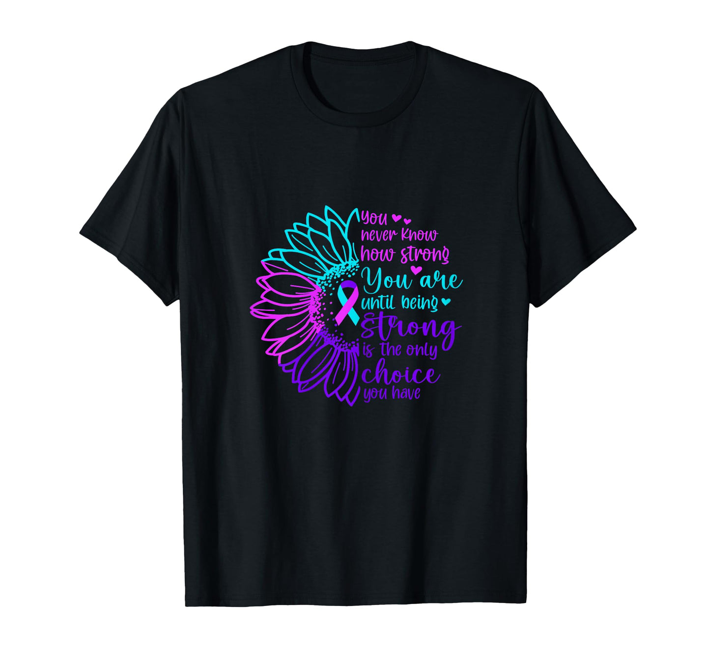 Sunflower Thyroid Cancer Strong Awareness Ribbon T-Shirt