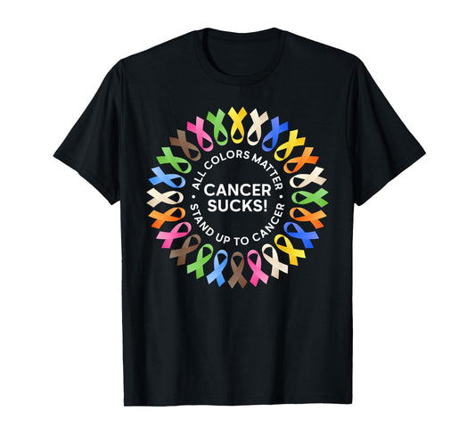 Cancer Sucks In Every Color Shirt Cancer Ribbon Colors T-Shirt