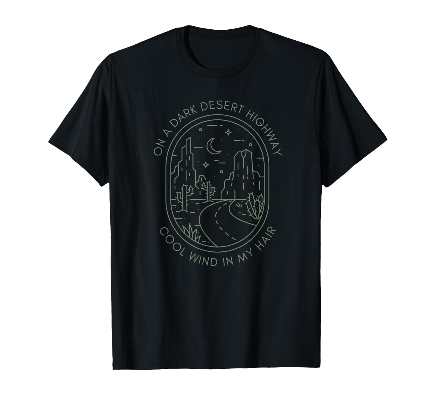 Desert Vibes Cactus Cacti Nature Cute Travel Tee Women's Black Modern Minimalist Nature Illustration T-Shirt Small Crew Neck Short Sleeve